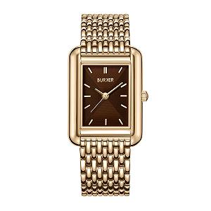 Женские часы BURKER Olivia Квадратные Золотой Коричневый - Фото 1