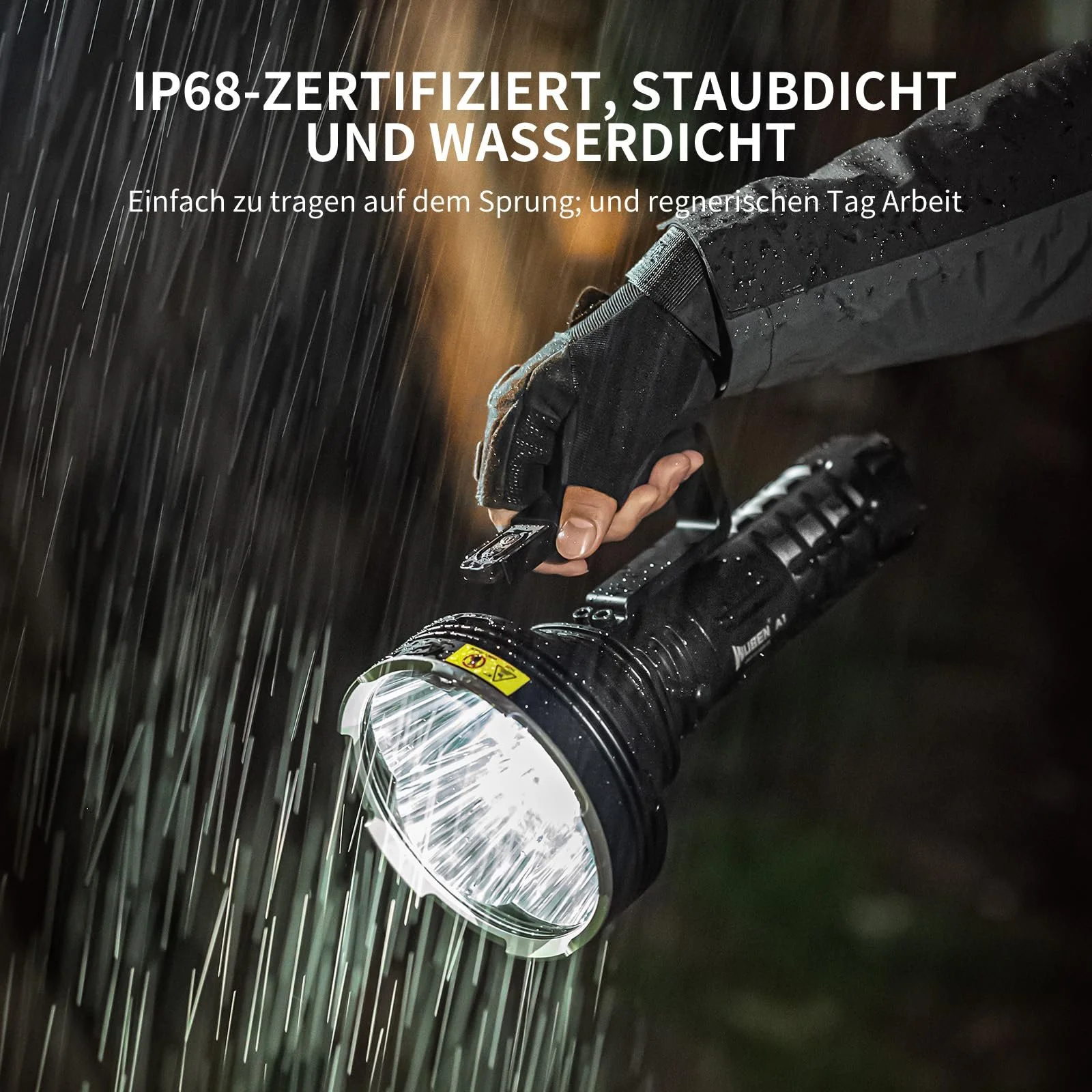 Ліхтар WUBEN A1 Перезаряджуваний 20000 Люмен 2000 м Далекобійний Пошуковий ліхтар з дистанційним керуванням, 8 режимів Швидка зарядка, Розрядка, Інтелектуальний контроль температури, фото №4