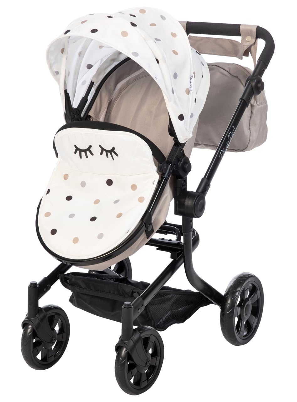 Коляска для кукол Ella & Piet MOOVE4 с сумкой для смены 2-в-1 Черный Белый Mud, фото №3