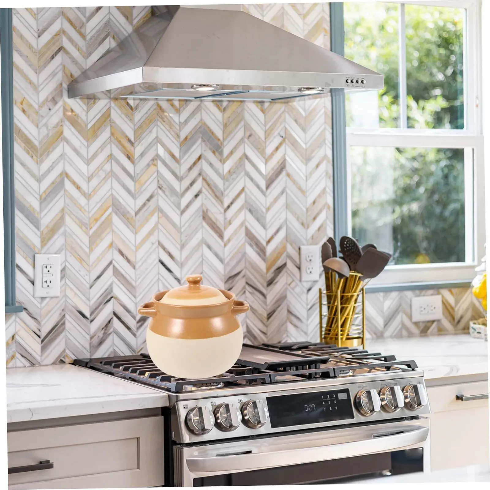 Кастрюля для тушения VALICLUD керамическая Vintage с ручкой термостойкая для газовых плит, фото №5