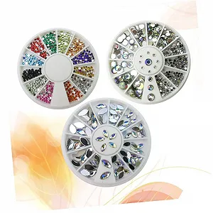 Набір для дизайну нігтів minkissy з кольоровими стразами, віялова обертова пластина, підходить для манікюру, педикюру synthetic.ua - Фото 1