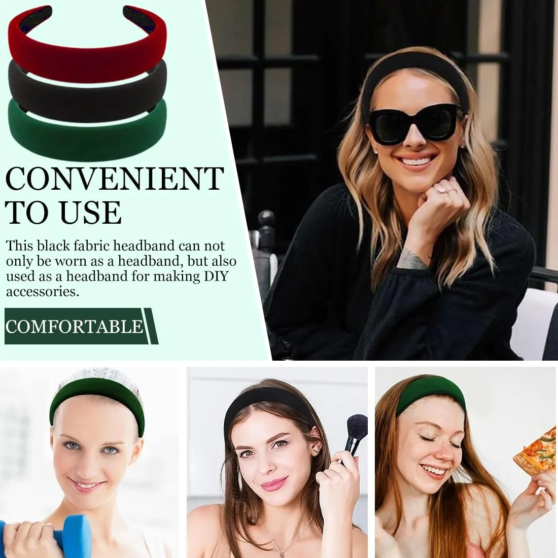 Вінтажний обруч для волосся Оксамитовий, фото №6