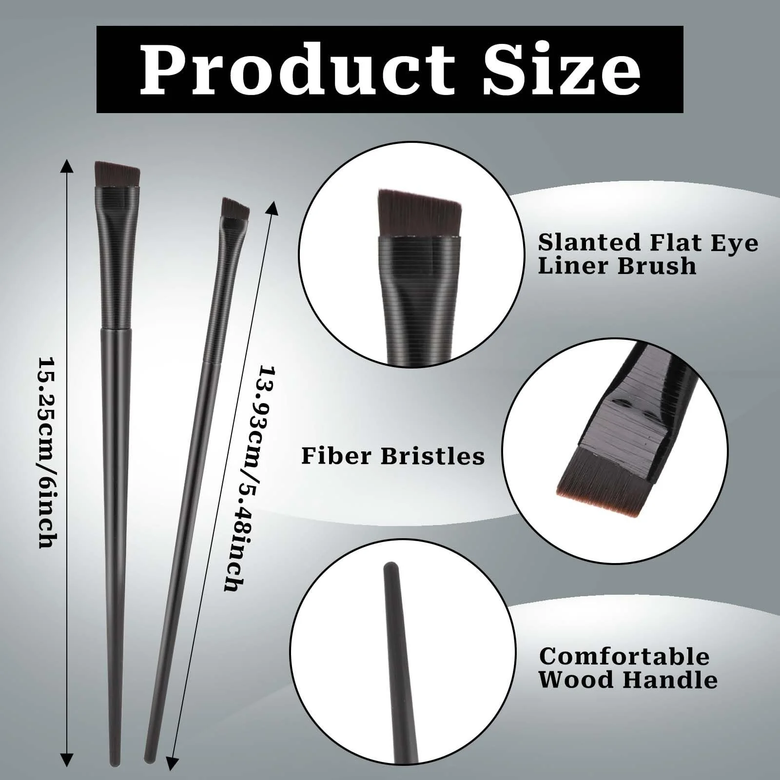 Набір пензлів для брів та підводки Angled Eyebrow Eyeliner Brush Set 10 шт., фото №2