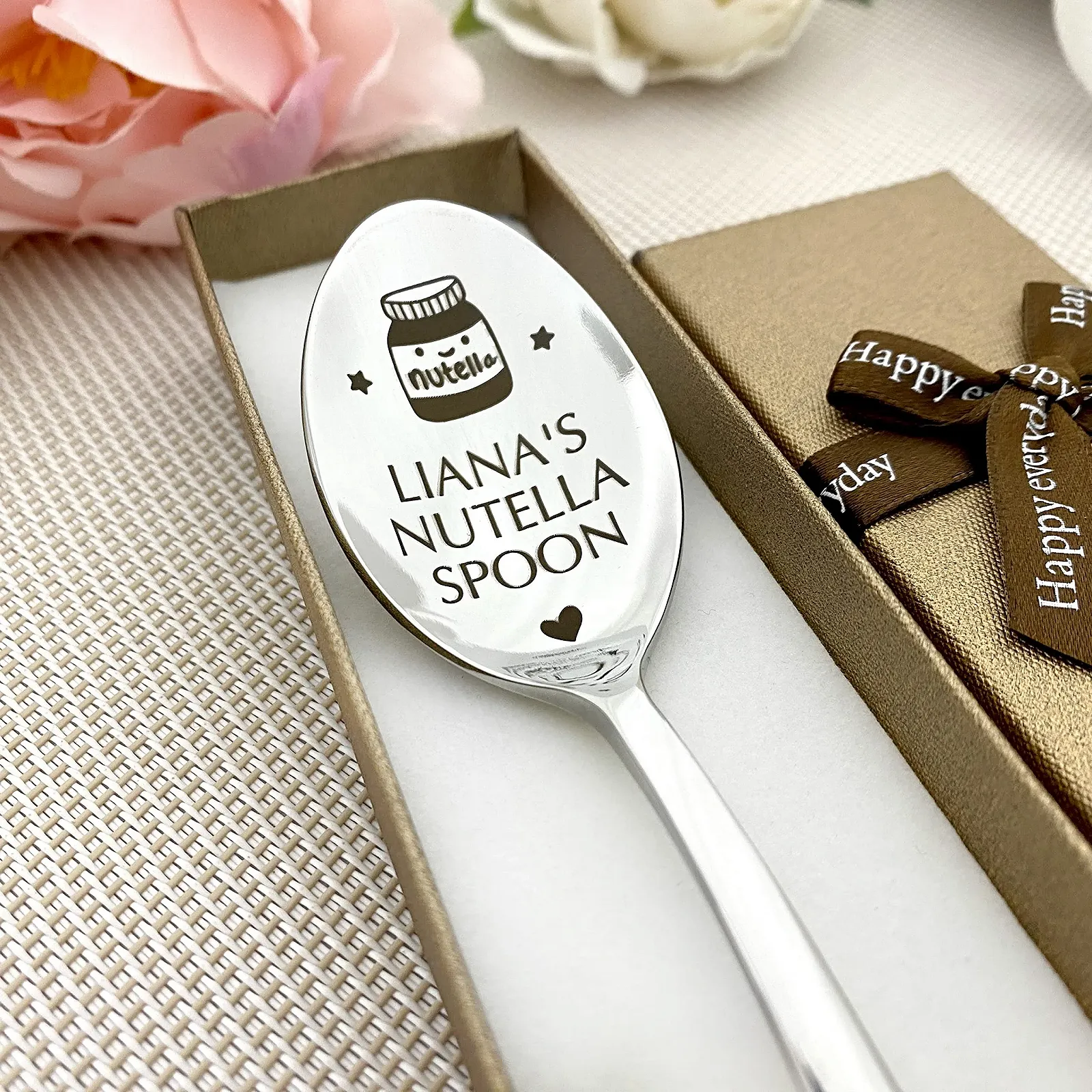 Ложка з Вашим Iменем для Шоколадної Пасти Ложка з полірованої нержавіючої сталі, фото №1