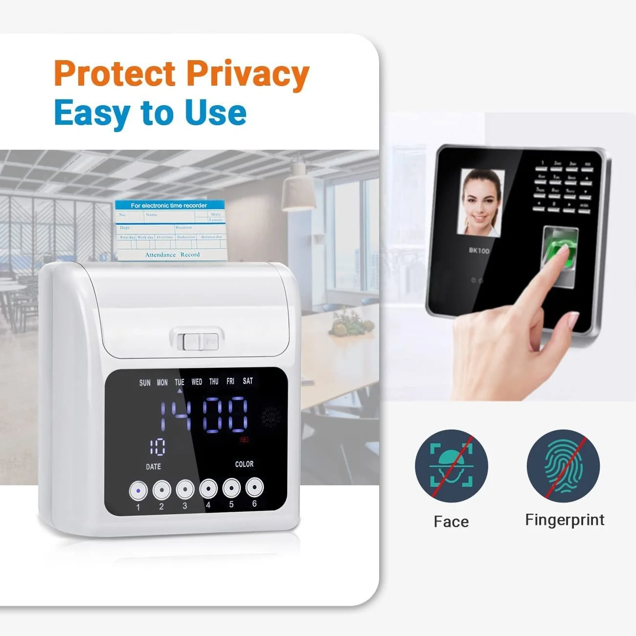 Електронний годинник обліку робочого часу Tera Time Recorder White, фото №4