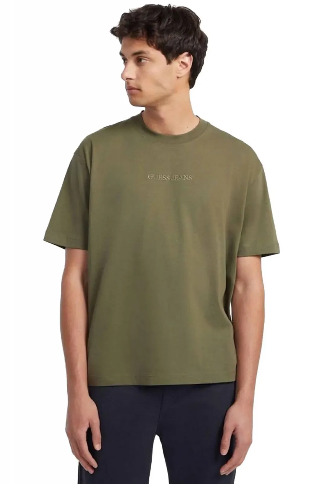 Футболка GUESS JEANS з короткими рукавами чоловіча зелена, фото №1