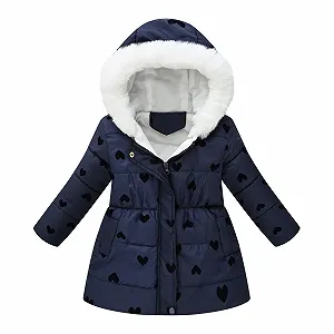 Зимняя Куртка для Девочек, Размер 122 - Зимнее Пальто с Капюшоном для Малышей, Ветрозащитная Теплая Куртка на Молнии - Фото 1