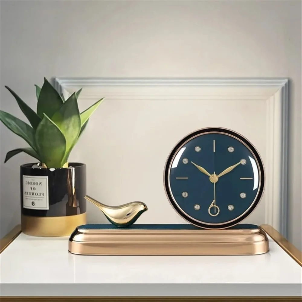 Настільний годинник Yixinzi-2024 Декоративний з позолоченим птахом Сучасний, фото №4