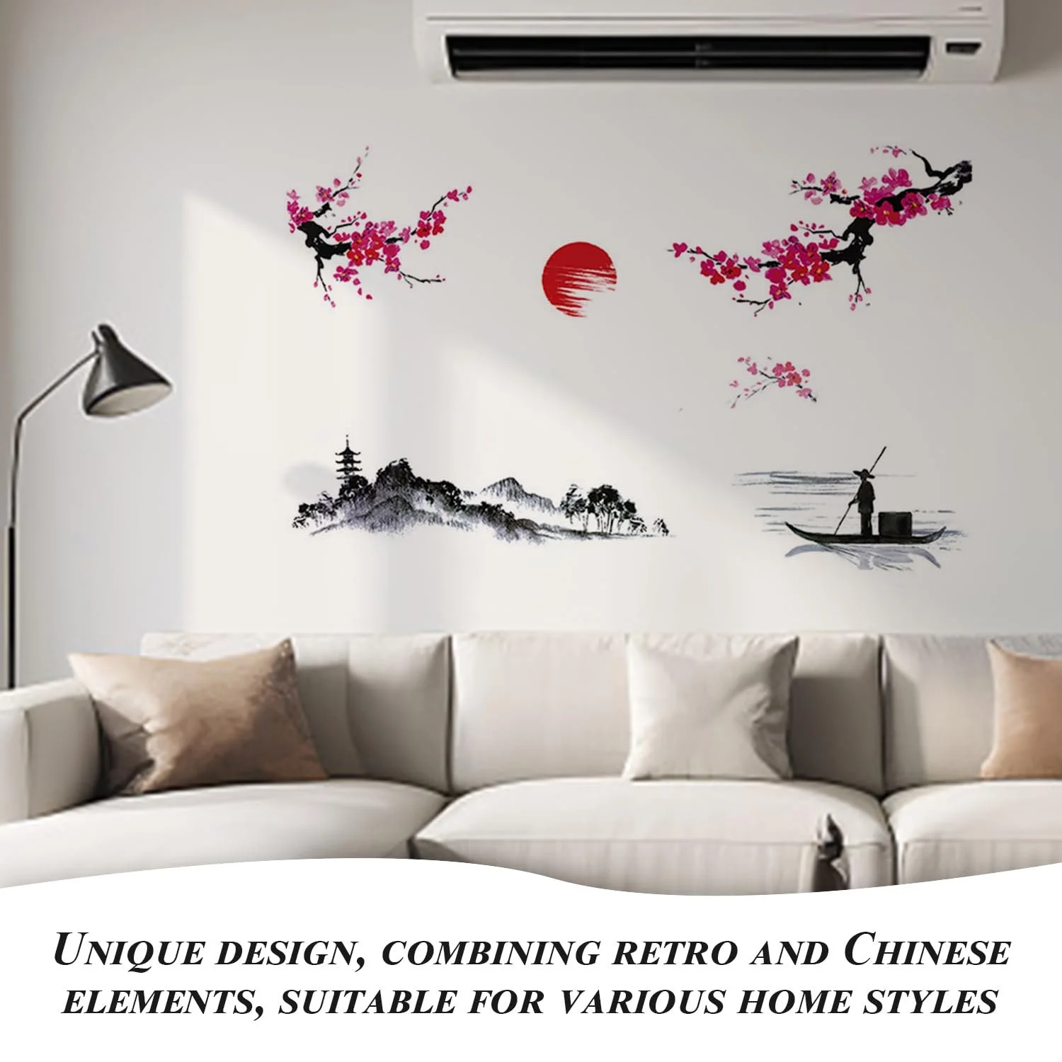 Набори наклейок на стіну Retro Style & Lotus Flower Водонепроникні Різноколірні, фото №3