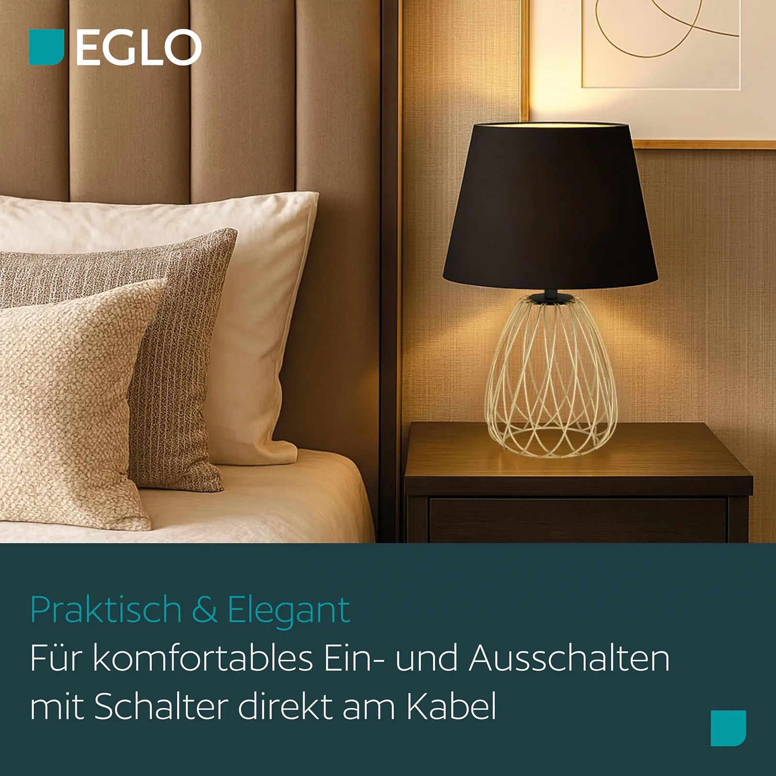 Настільна лампа EGLO JAZMINIA Vintage 45 см Black & Brass Metal Textile Shade E27, фото №5