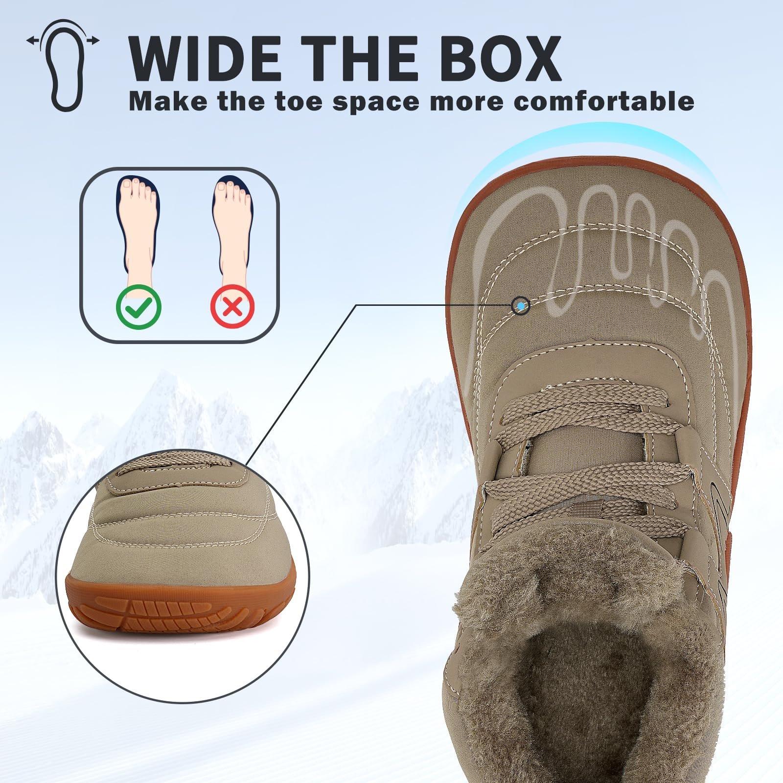 Ботинки Mabove Зимние Barefoot Трейл Обувь утеплённые мужские и женские, фото №2
