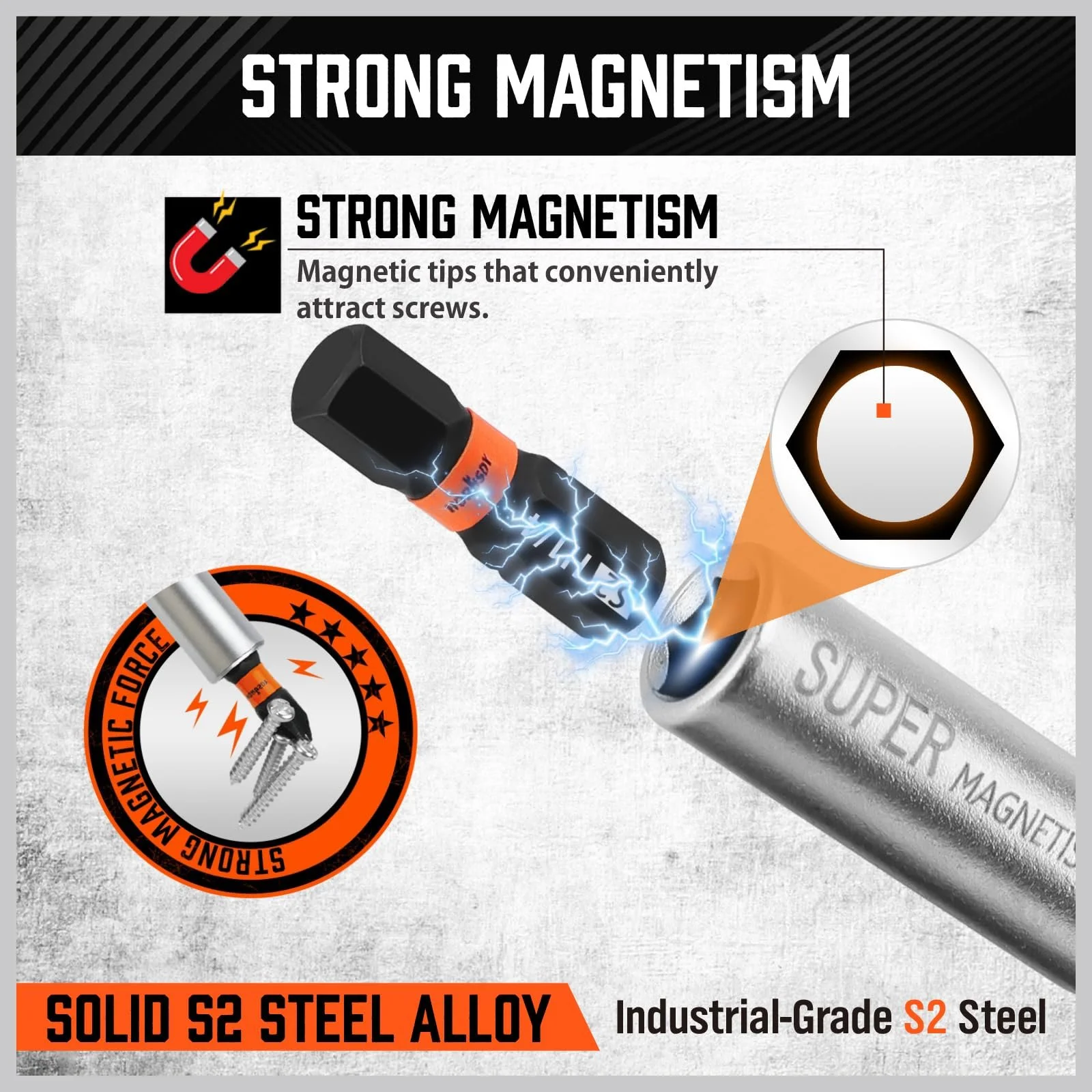 Викрутка магнітна регульована HORUSDY 14 в 1 з набором біт S2 13 шт., фото №3