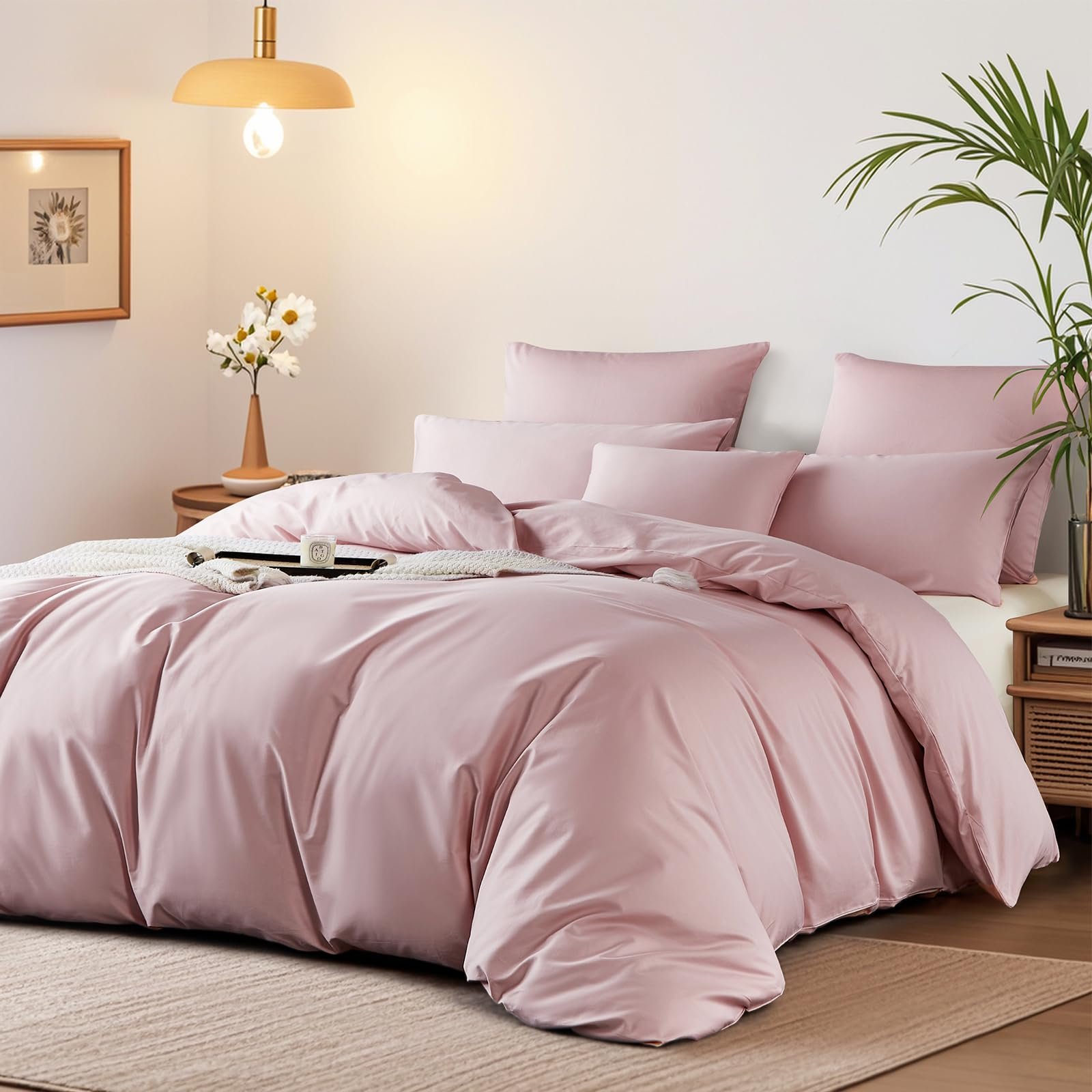 Постільна білизна Boqingzhu Mako Satin 135 x 200 см, рожевий колір, фото №1