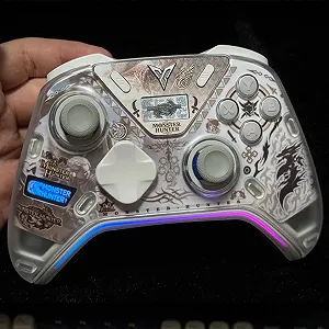 Геймпад FlyDigi APEX 5 White + наклейки Monster Hunter - Фото 1