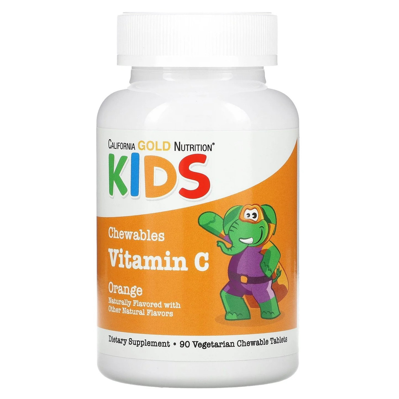 Витамин C для детей California Gold Nutrition Chewable Vitamin for Children 90 Vegetarian Tablets Orange, фото №1