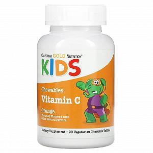 Витамин C для детей California Gold Nutrition Chewable Vitamin for Children 90 Vegetarian Tablets Orange - Фото 1