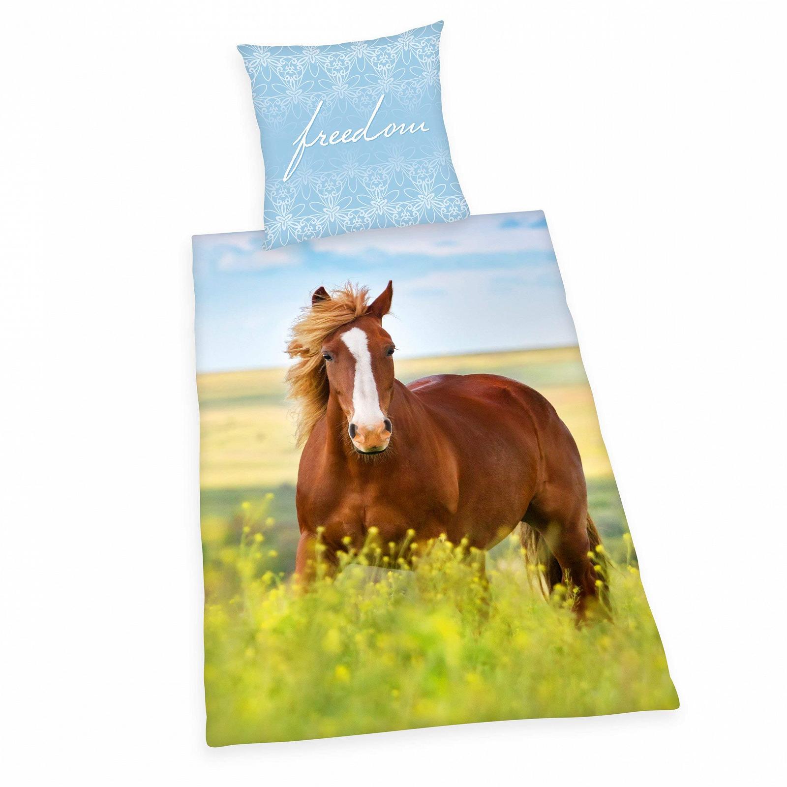 Комплект Постільної Білизни Herding Young Collection Реверсивний Мотив Коня 140 x 200 см, Наволочка 70 x 90 см, Бавовна/Ренфорс, фото №1