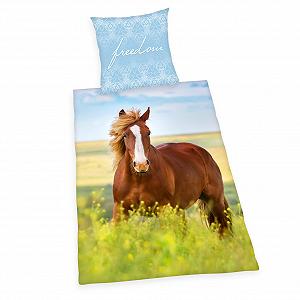 Комплект Постільної Білизни Herding Young Collection Реверсивний Мотив Коня 140 x 200 см, Наволочка 70 x 90 см, Бавовна/Ренфорс - Фото 1
