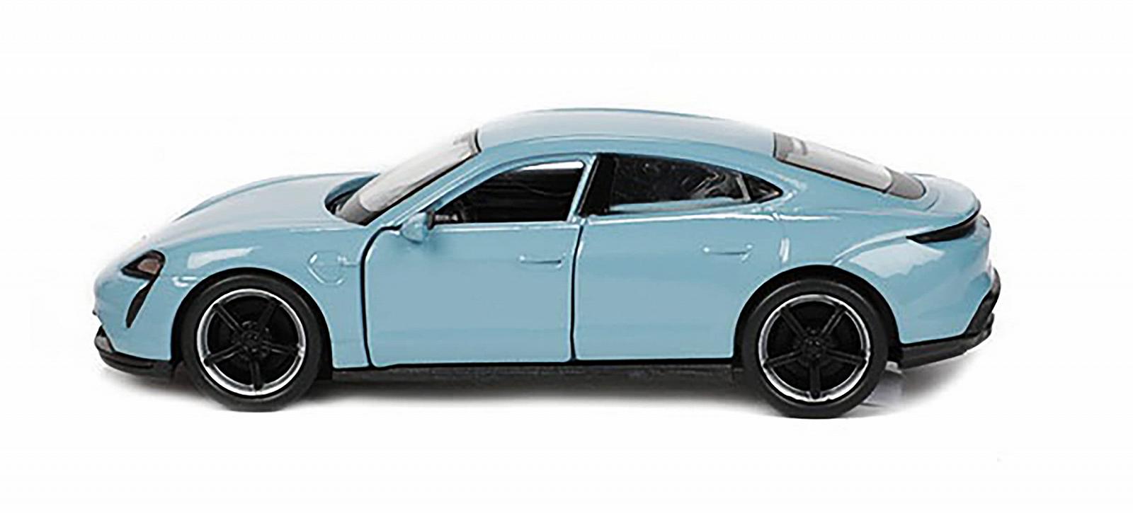Модель Porsche Taycan Turbo S 12 см Welly Металлический Игрушечный автомобиль 4 Варианта 27 (Металлик Серебро), фото №3