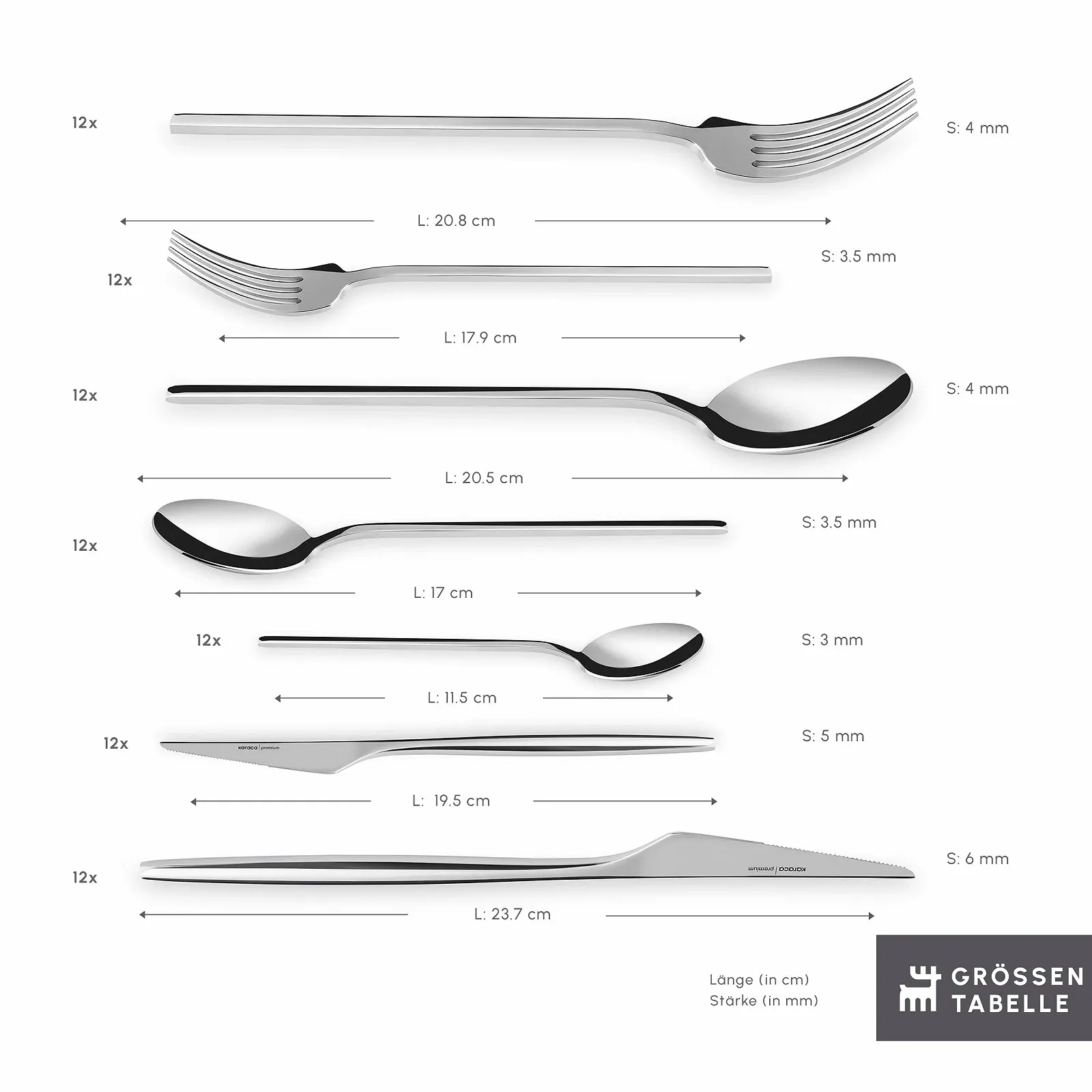 Набор столовых приборов Karaca Look, 84 предмета на 12 персон с премиальной коробкой 316+, сталь 18/10, фото №3 Набор столовых приборов Karaca Look, 84 предмета на 12 персон с премиальной коробкой 316+, сталь 18/10, фото №3