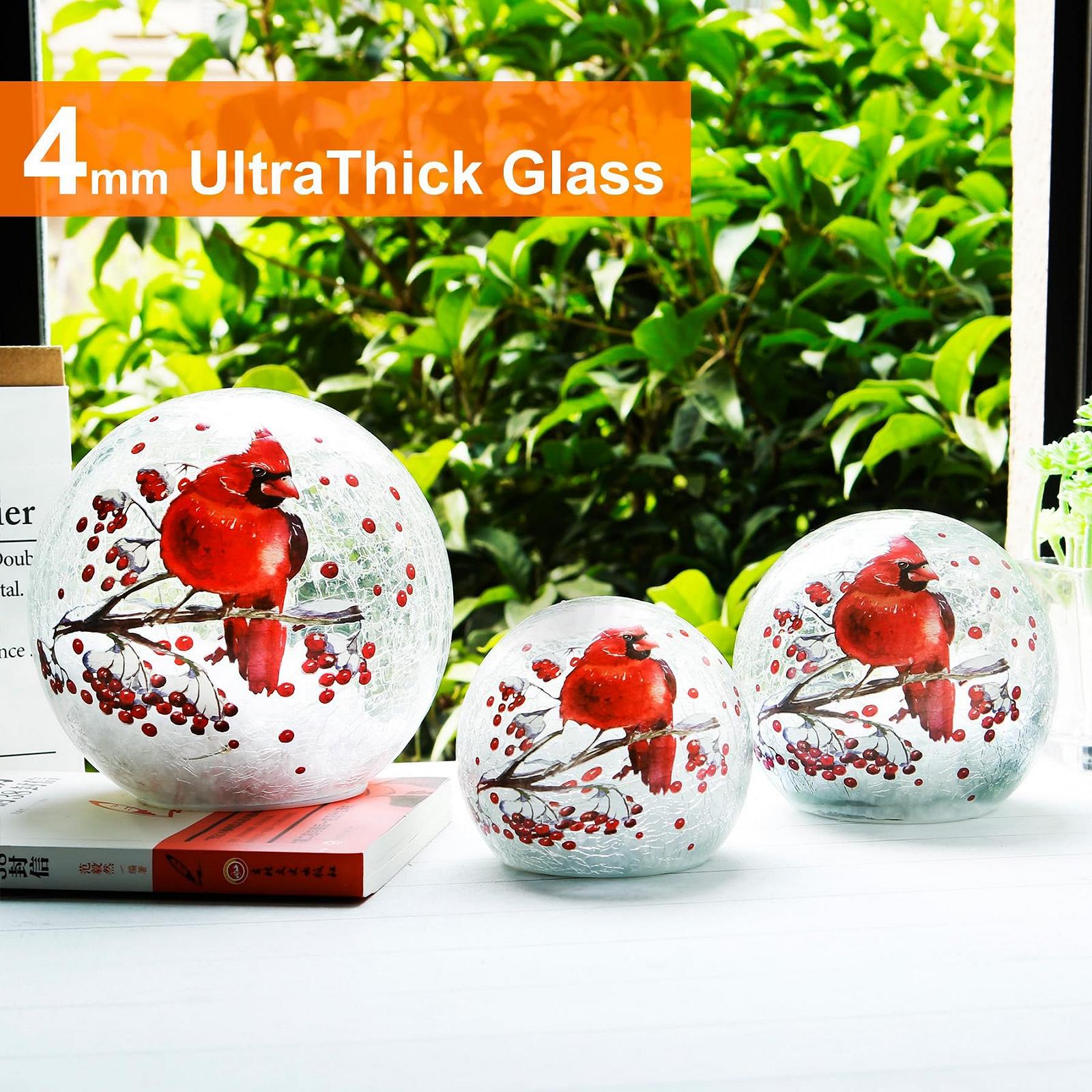 Настільна лампа-нічник LED Crackle Glass Ball Cardinal Червона, фото №3