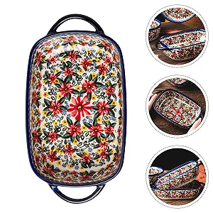 Форма для запекания керамическая прямоугольная с цветочным узором большая synthetic.ua - Фото 1