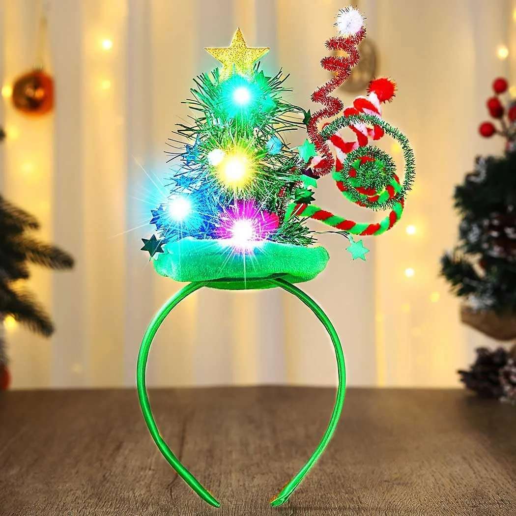 Обруч для волосся Капелюх Різдвяний Zoestar LED, фото №1