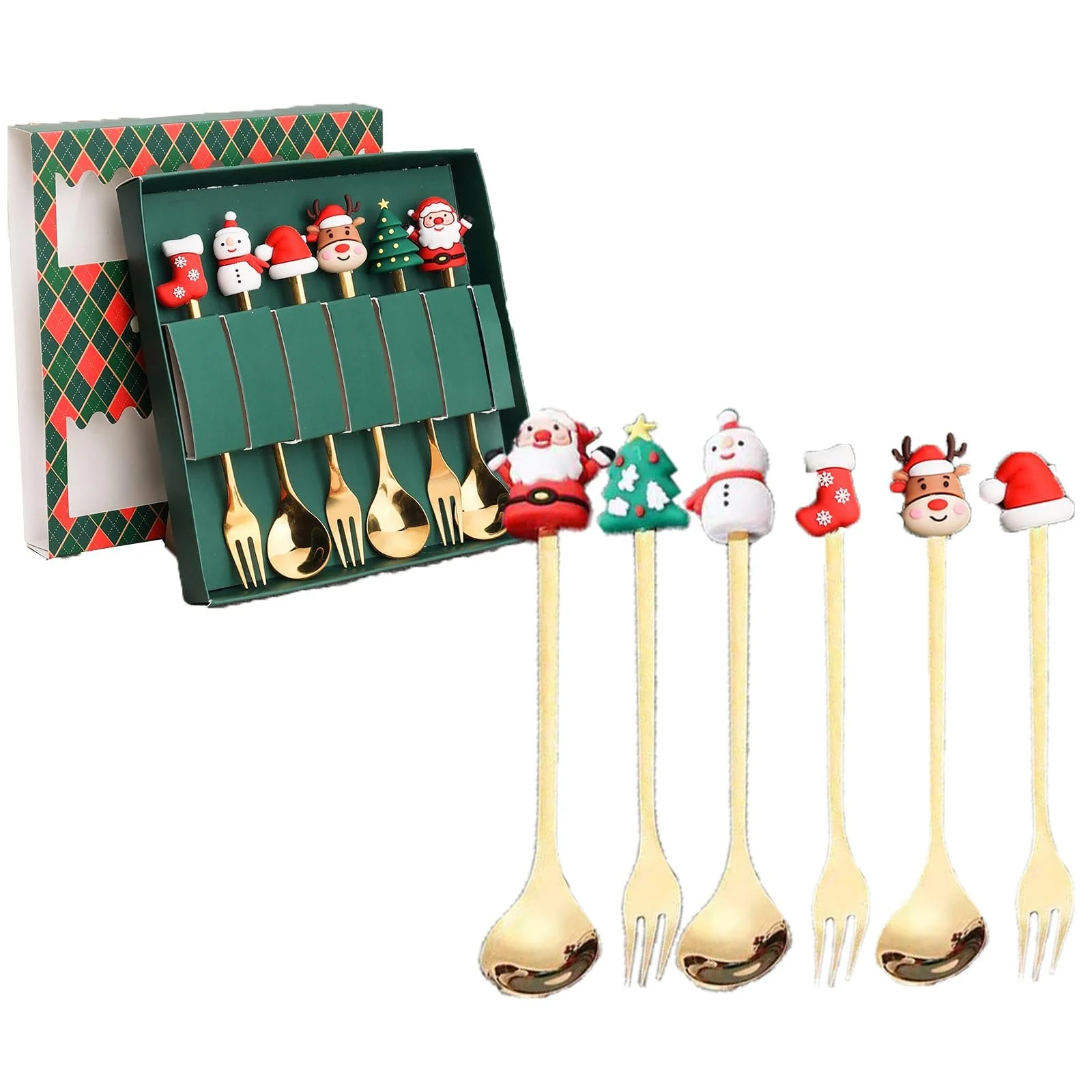 Набір столових приборів 6 шт Різдвяний, фото №1