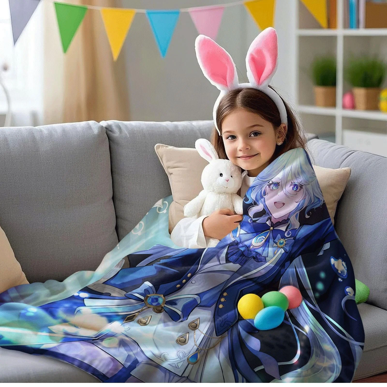 Одеяло Фланелевое Xingbiyou Furina Genshin Impact Мягкое Одеяло для Дивана 150 x 200 см, фото №4