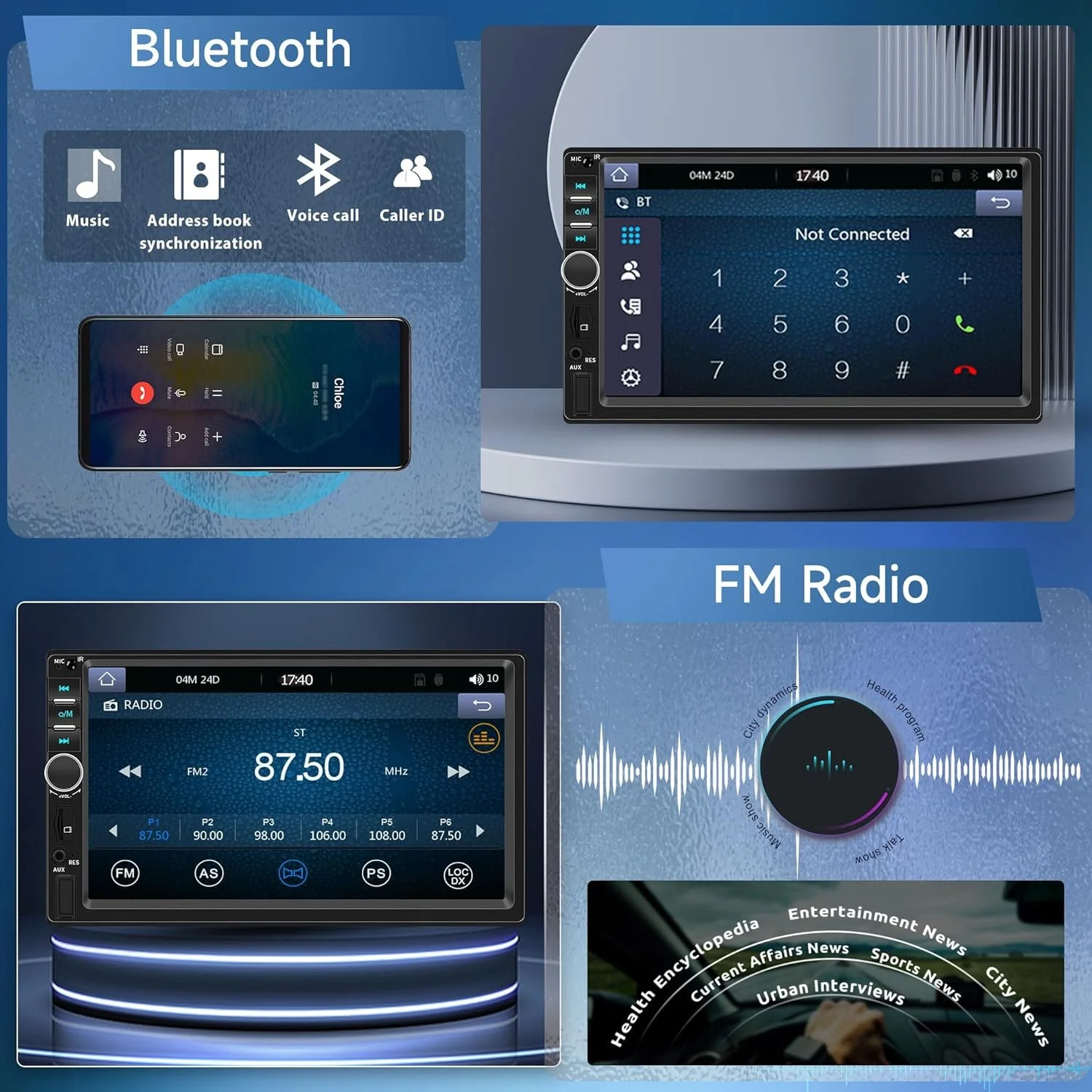 Автомагнітола Rimoody 7018B / 7" / Сенсорна / Apple CarPlay / Android Auto / Bluetooth / WI-FI / GPS / USB / AUX / SD slot / 2DIN, фото №4 Автомагнітола Rimoody 7018B / 7" / Сенсорна / Apple CarPlay / Android Auto / Bluetooth / WI-FI / GPS / USB / AUX / SD slot / 2DIN, фото №4