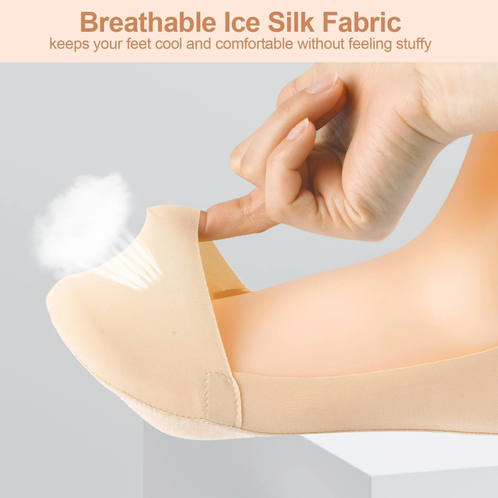 Носки-следки Ice Silk (8 пар) 36-39 бежевый, фото №4