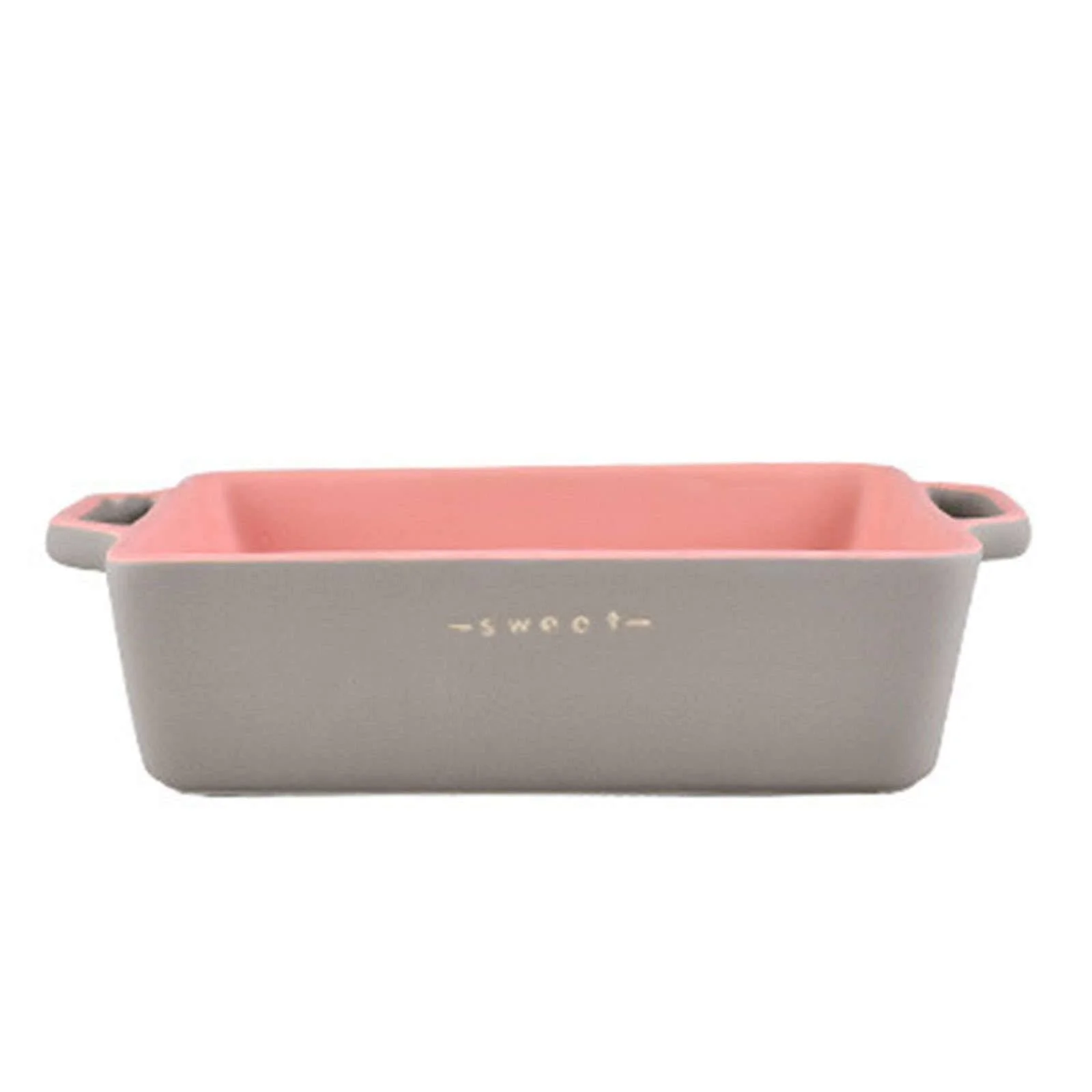 Форма для лазаньї квадратна порцелянова з ручками 20 x 15 x 6 см 800 мл рожева та сіра, фото №1