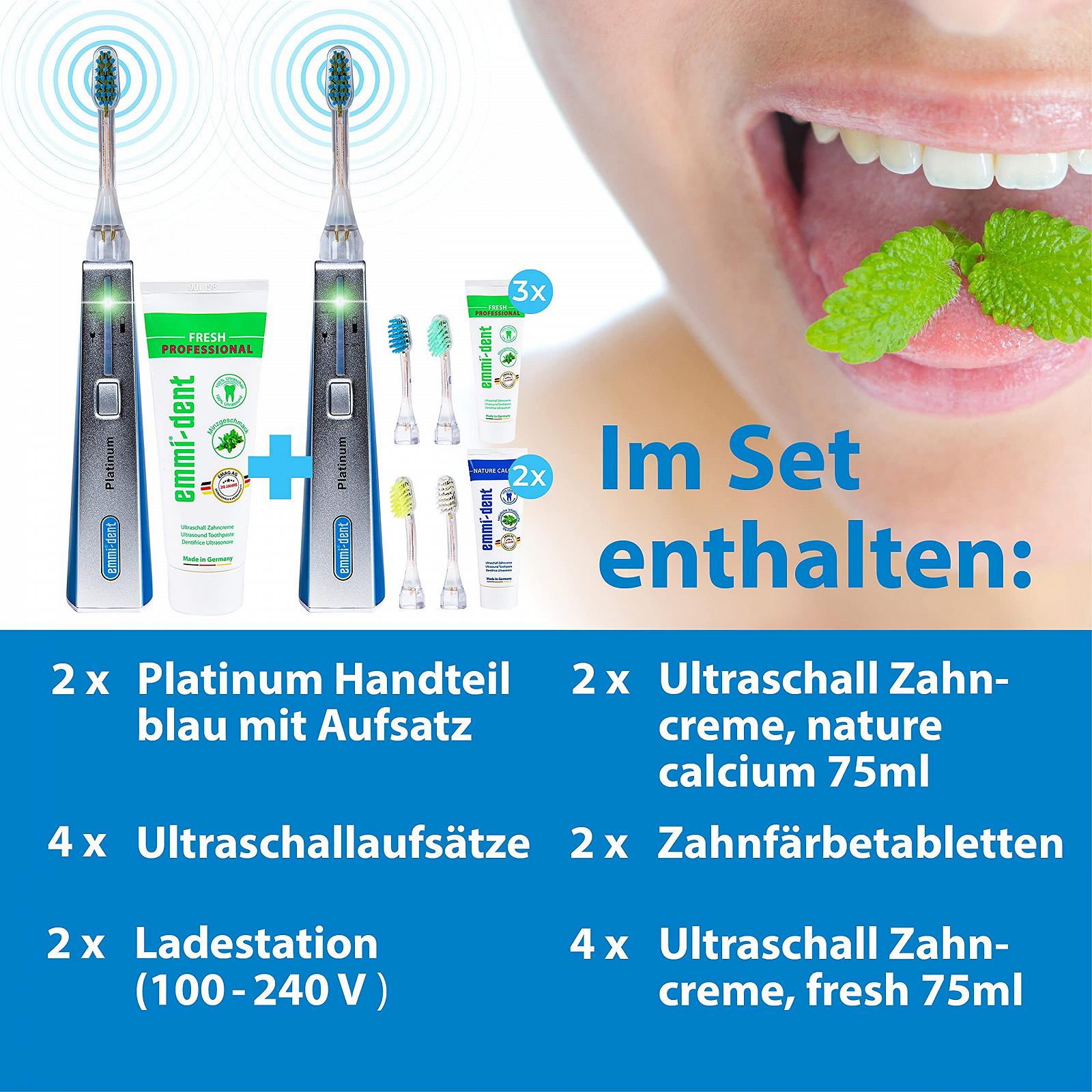 Ультразвукова зубна щітка emmi-dent Platinum Carbon Для дорослих і дітей Синій, фото №6