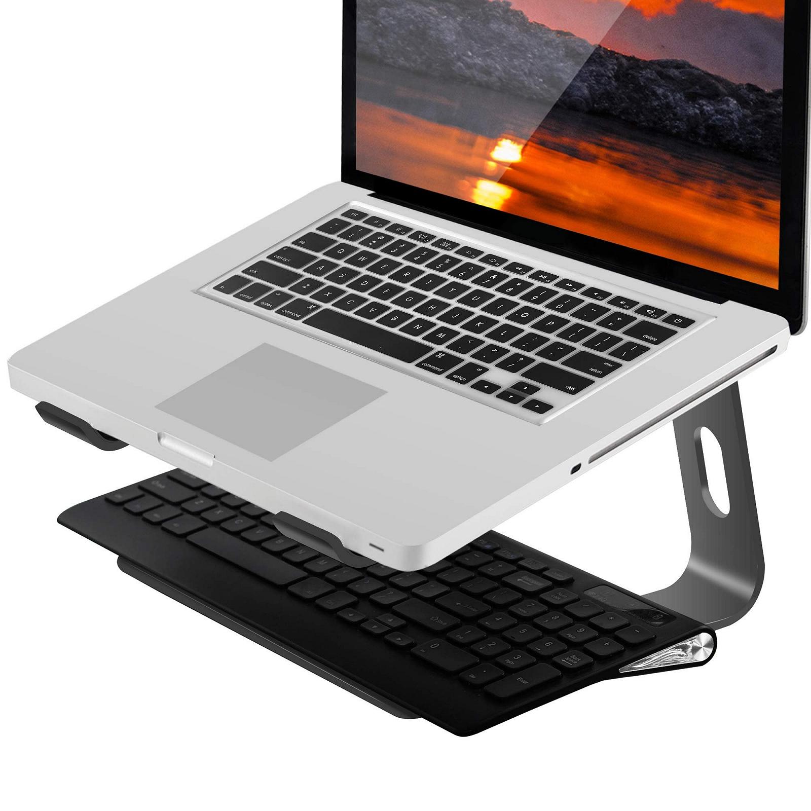 Підставка для ноутбука Orionstar, ергономічна підставка для ноутбука для столу, алюмінієва з вентиляцією, сумісна з MacBook Air Pro, Samsung Notebook 10-15.6 дюймів, сіра, фото №5
