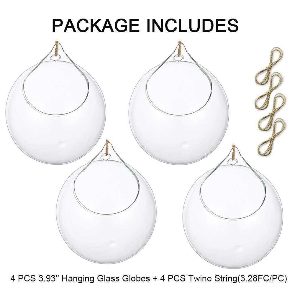 Подвесная ваза-шар Стеклянный шар 4 шт. 4 дюйма, фото №6