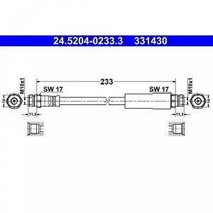 Тормозной шланг ATE 24.5204-0233.3 для SEAT SKODA VAG, задний мост - Фото 1
