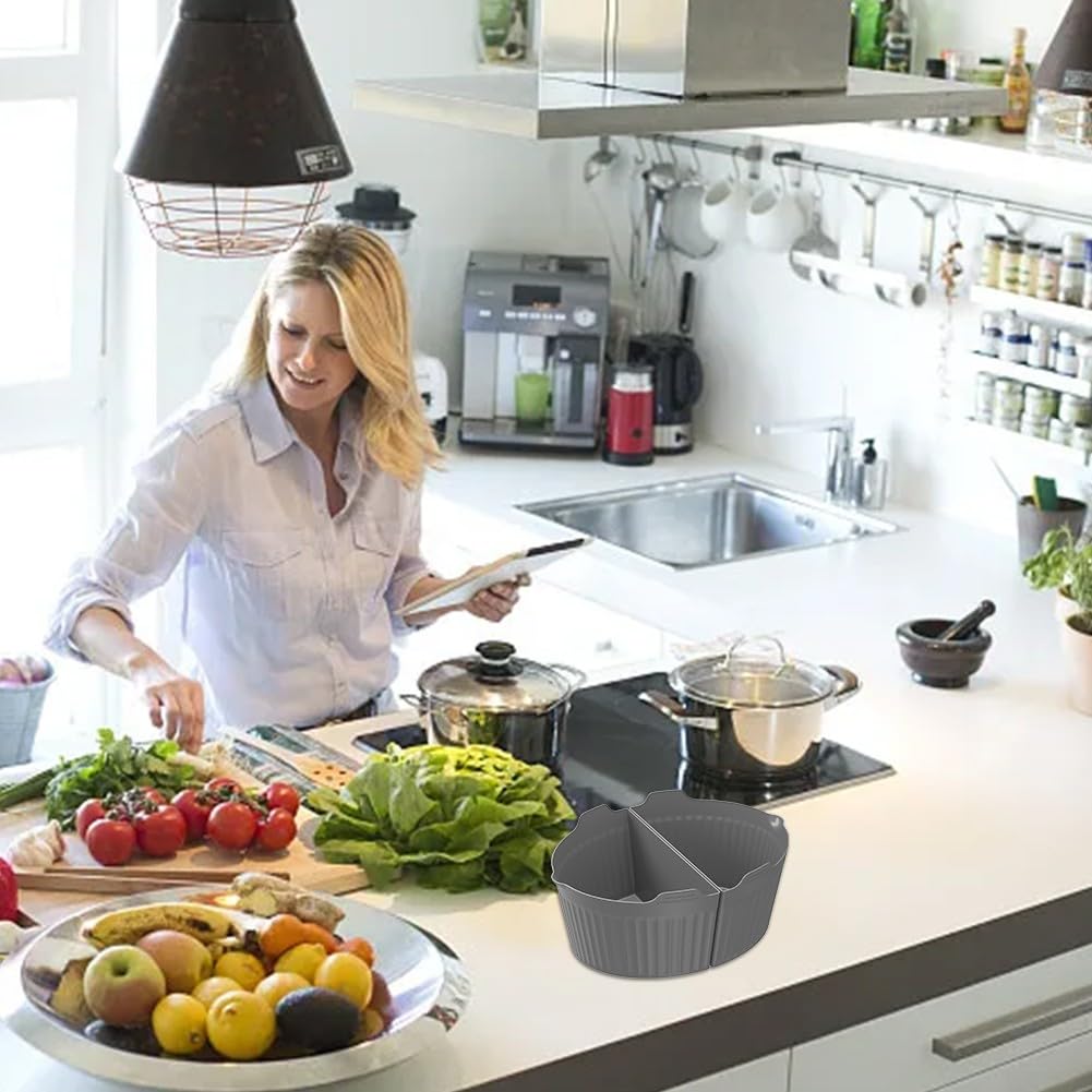 Силіконовий роздільник 2-в-1 для повільноварки 7QT 8QT сірий, фото №4 Силіконовий роздільник 2-в-1 для повільноварки 7QT 8QT сірий, фото №4