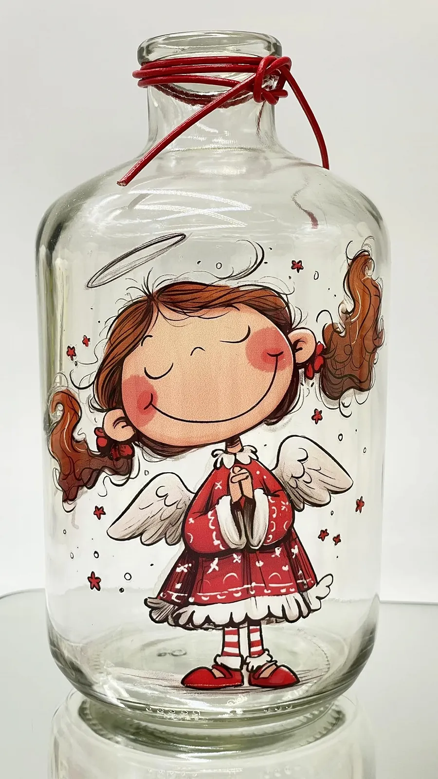 Пляшка-скарбничка Generisch Angel з червоними ремінцями, фото №1