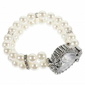 Женские часы-браслет Healvian с искусственным жемчугом, аналоговые, серебристые, белые - Фото 1