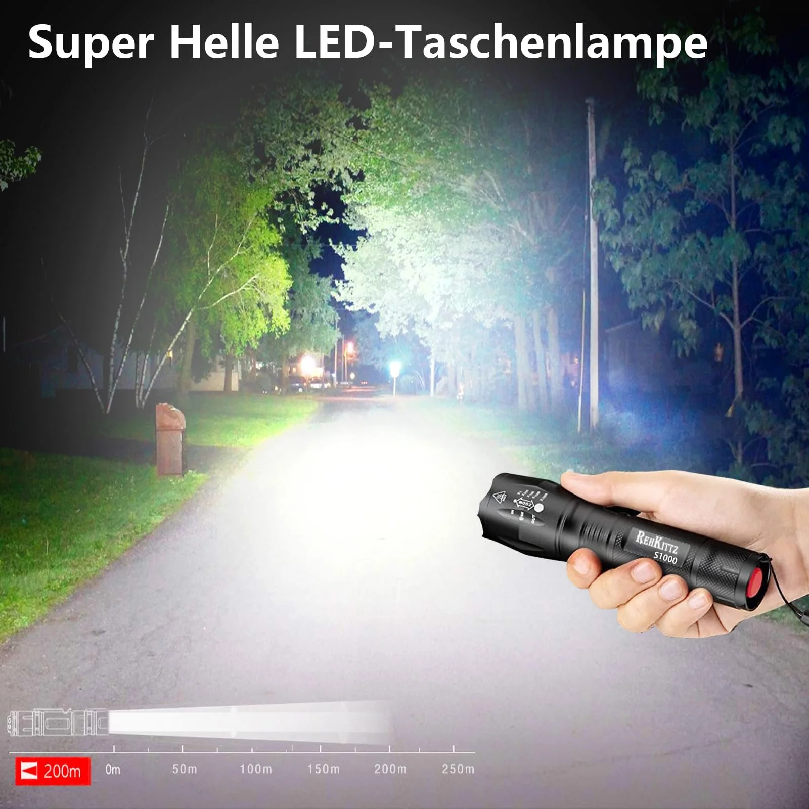 Ліхтар REHKITTZ, портативний ручний, 2000 люмен, 2 шт, фото №3