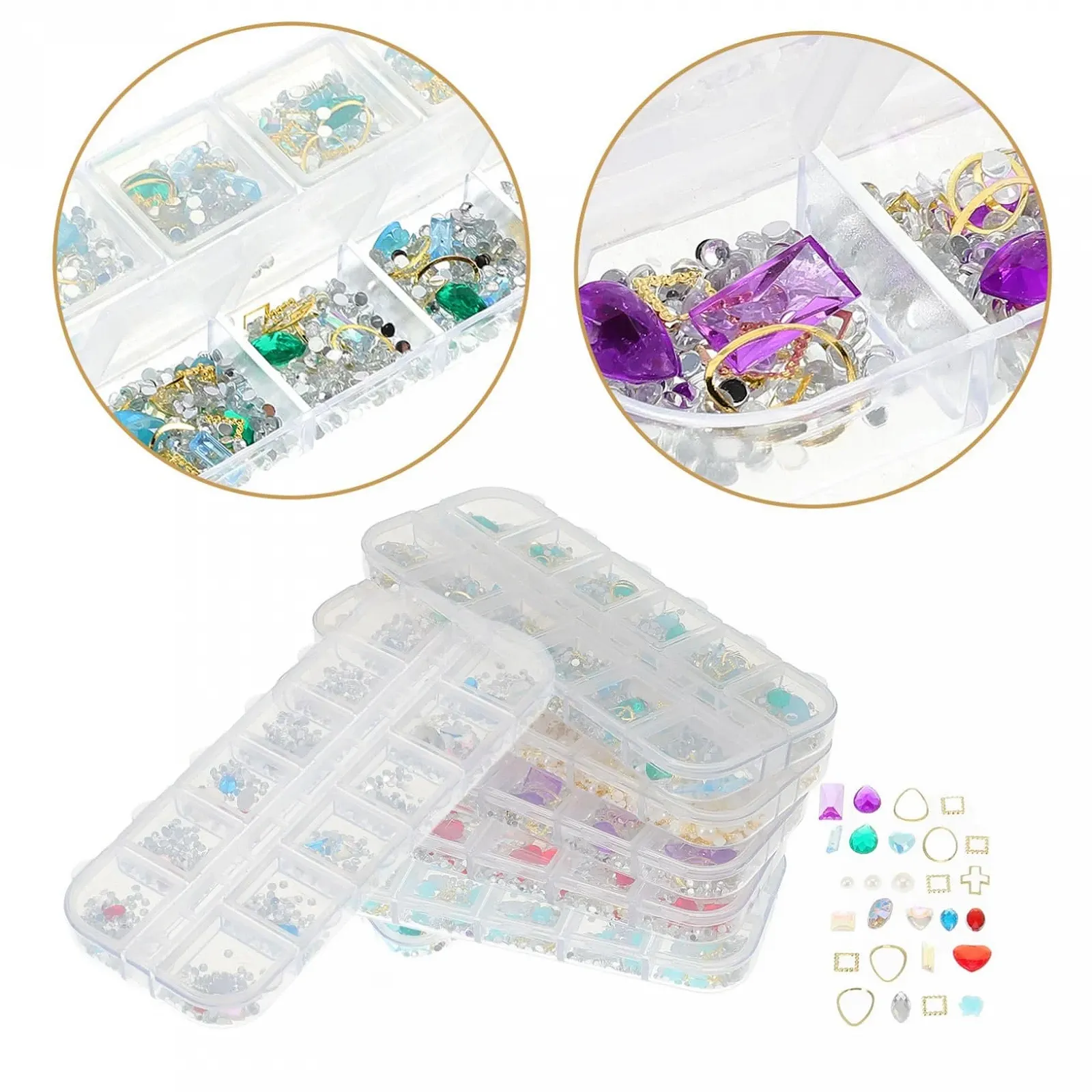 Стрази для нігтів STOBOK, аксесуари для DIY манікюру зі скляними вставками, фото №8