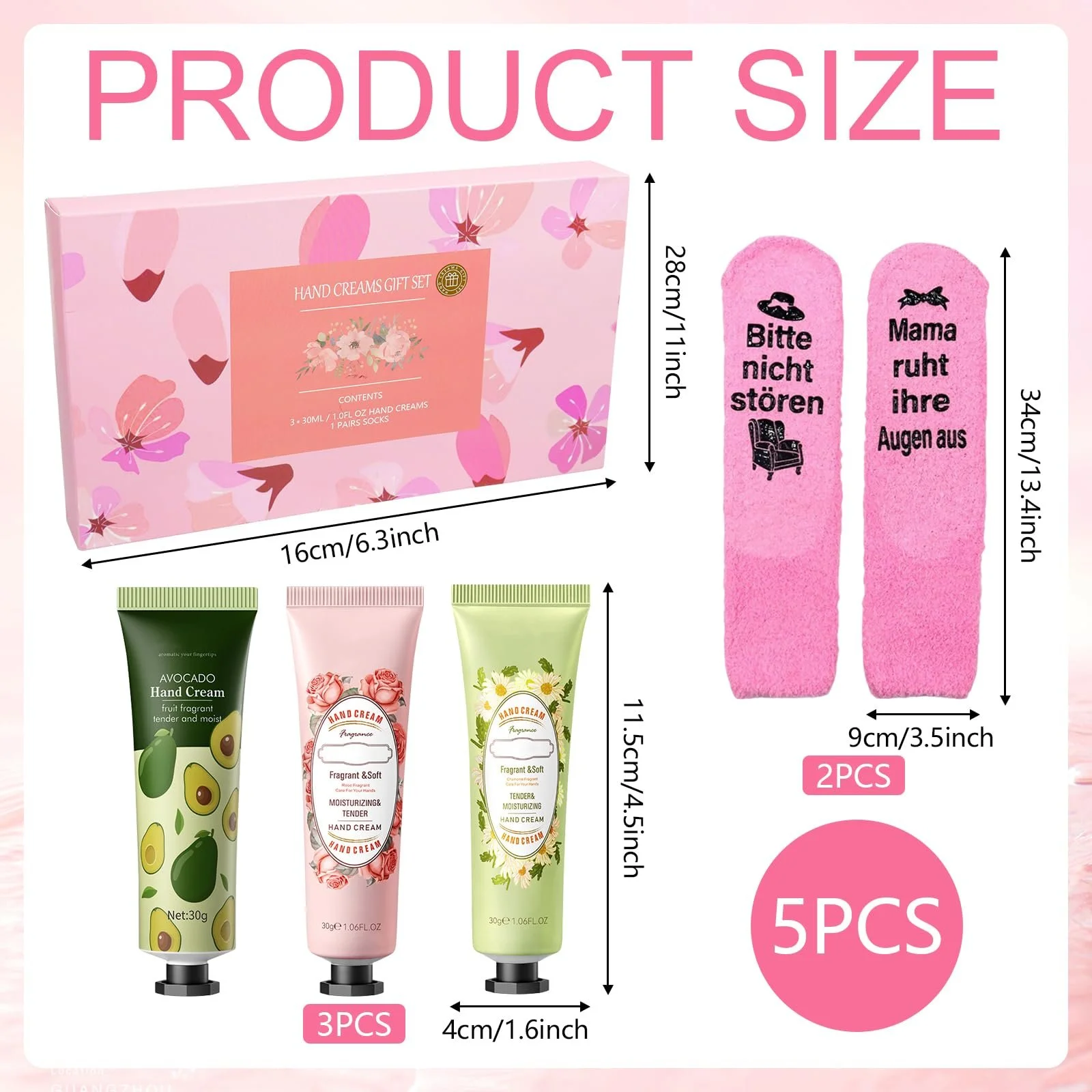 Набір подарунковий для жінок з 3 кремами для рук та 1 парою шкарпеток, фото №2 Набір подарунковий для жінок з 3 кремами для рук та 1 парою шкарпеток, фото №2