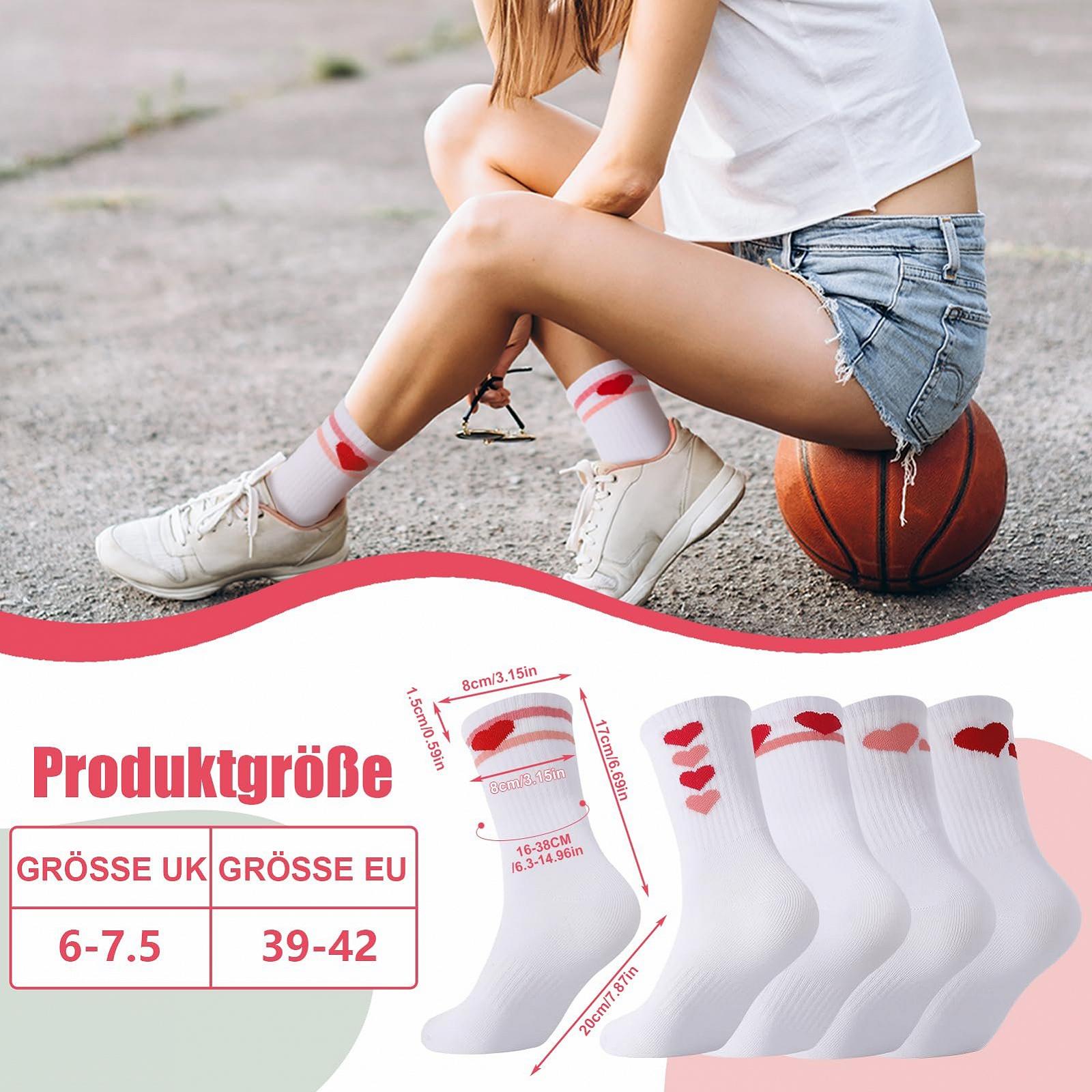Теннисные носки 5 пар Женские 39-42 Спортивные носки с сердечками Дышащие хлопковые носки, фото №2