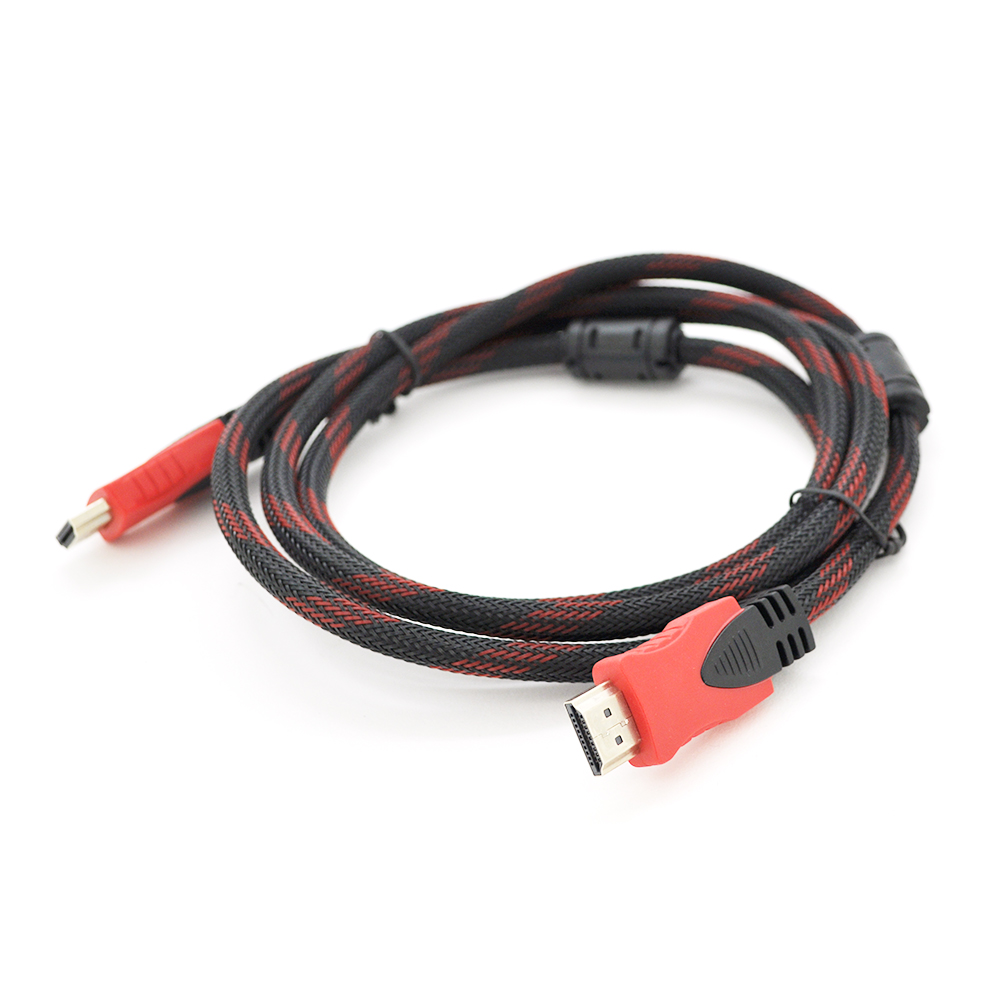 Кабель Merlion HDMI-HDMI 3.0m, v1.4, OD-7.4mm, 2 фільтри об'єкта круглий Чорний/Чорний коннектор RED/Чорний Пакет Q125, фото №1