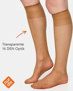Чулки до колен Nur Die 5 шт Seidenfein 15 DEN прозрачные нейлоновые тонкие чулки до колен, шелковистые, блестящие, широкий комфортный пояс, женские synthetic.ua - Фото 1