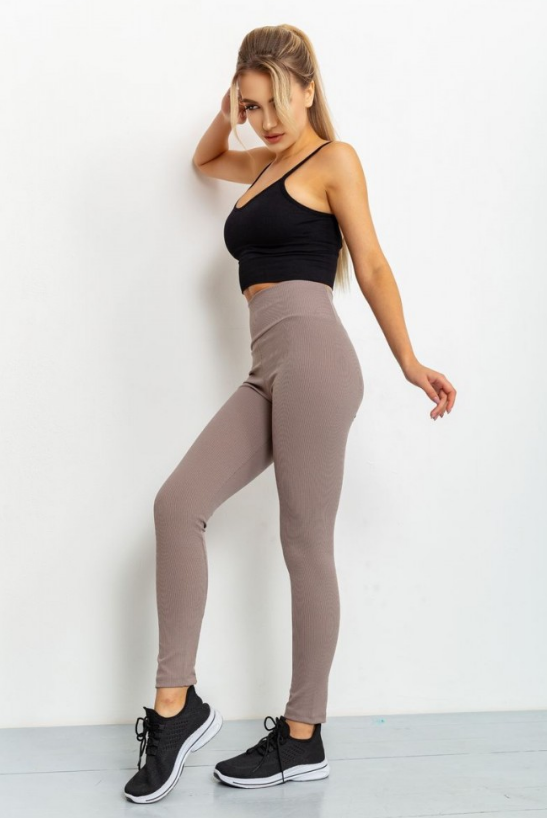 Женские модные лосины в рубчик GF01694 цвет мокко размер 46, фото №6