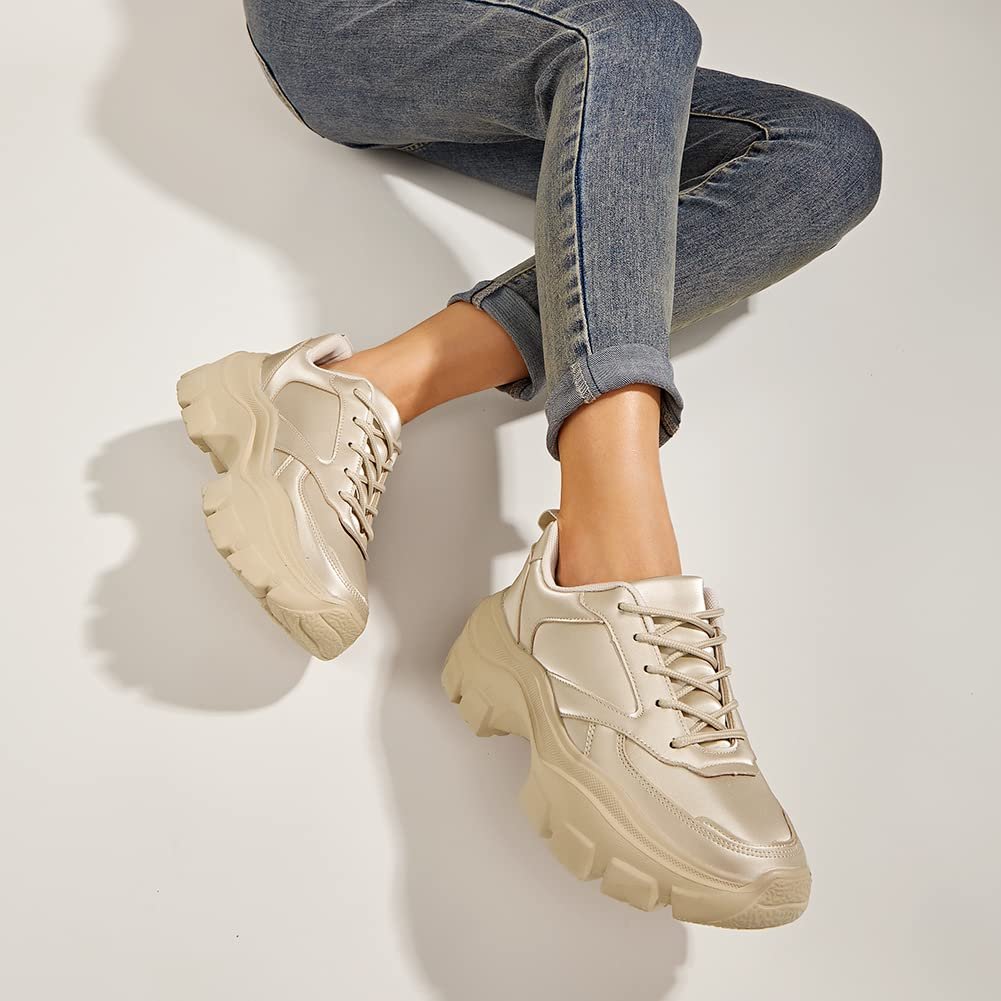 Кроссовки Lucky Step женские 90S Rhinestone на платформе - повседневные кроссовки на шнуровке, фото №4