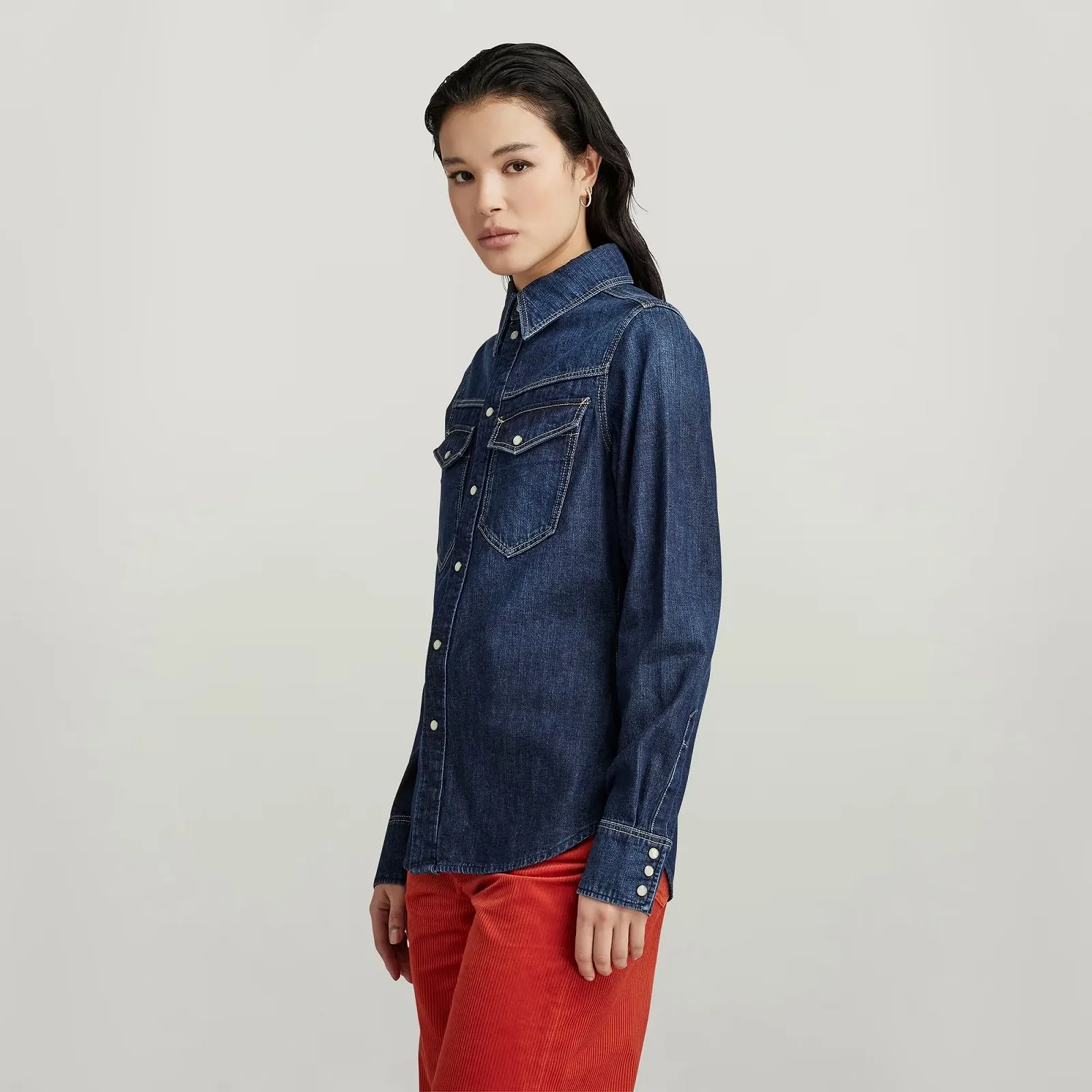 Женская рубашка G-Star RAW  Slim Denim Shirt - M, фото №2