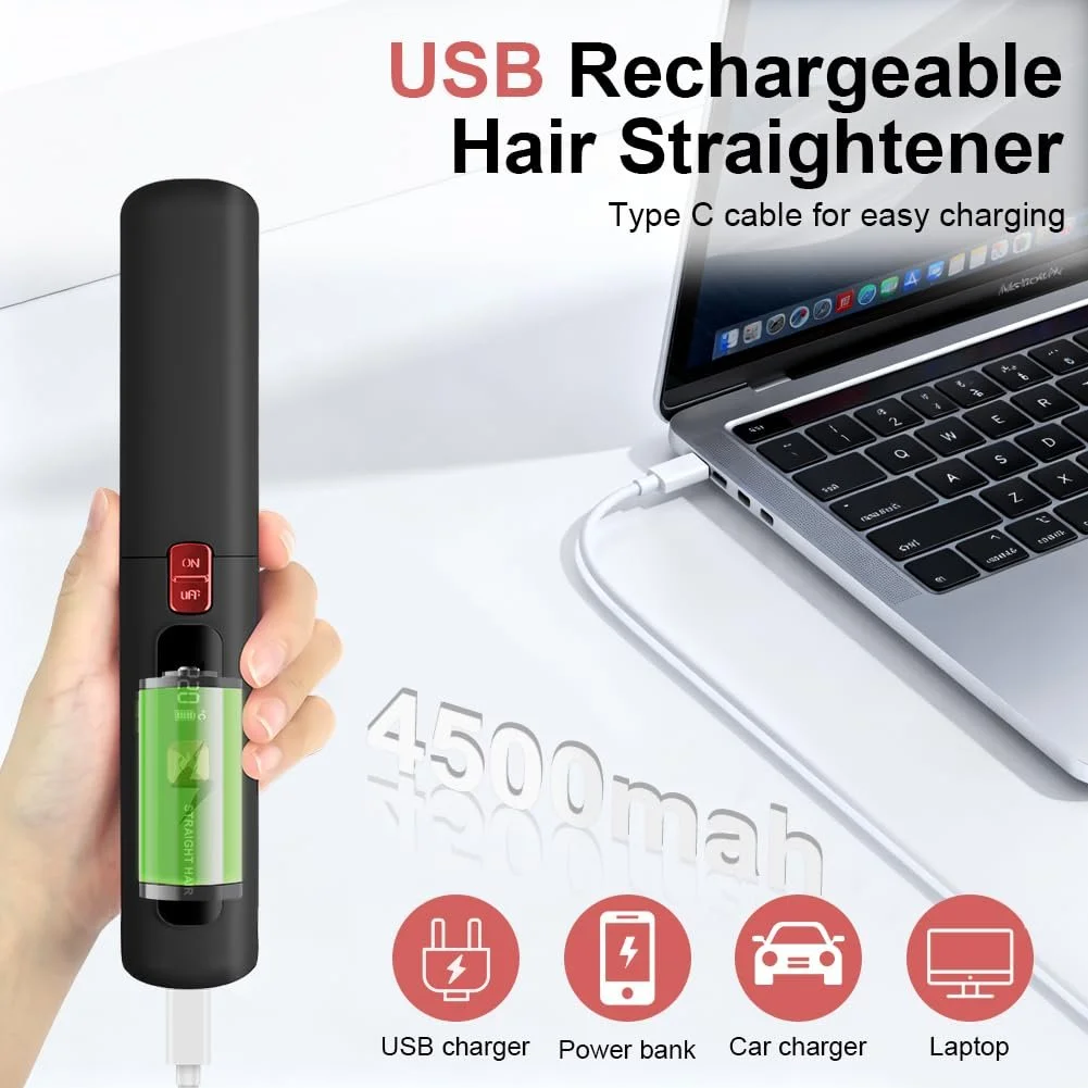 Випрямляч 2-в-1 бездротовий 4500 mAh з LCD-дисплеєм 160 °C - 220 °C, фото №6 Випрямляч 2-в-1 бездротовий 4500 mAh з LCD-дисплеєм 160 °C - 220 °C, фото №6