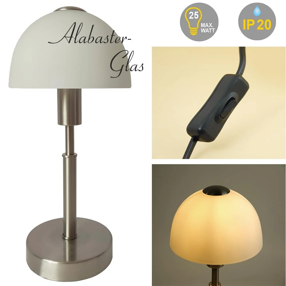 Настільна лампа Dapo MAIOLO Скляна Метал Нікель Опалове скло Біла В 33 см Д 15 см E14, фото №7